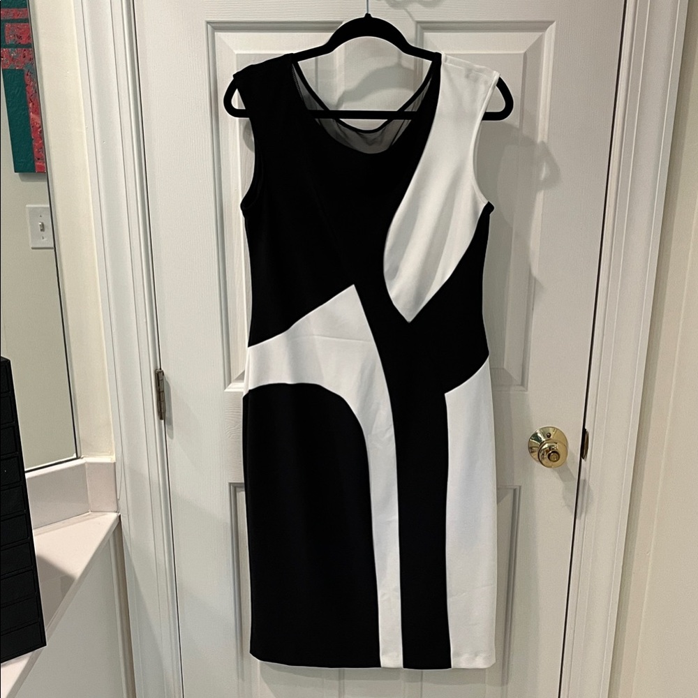 Joseph Ribkoff Black and White Sleeveless Dress